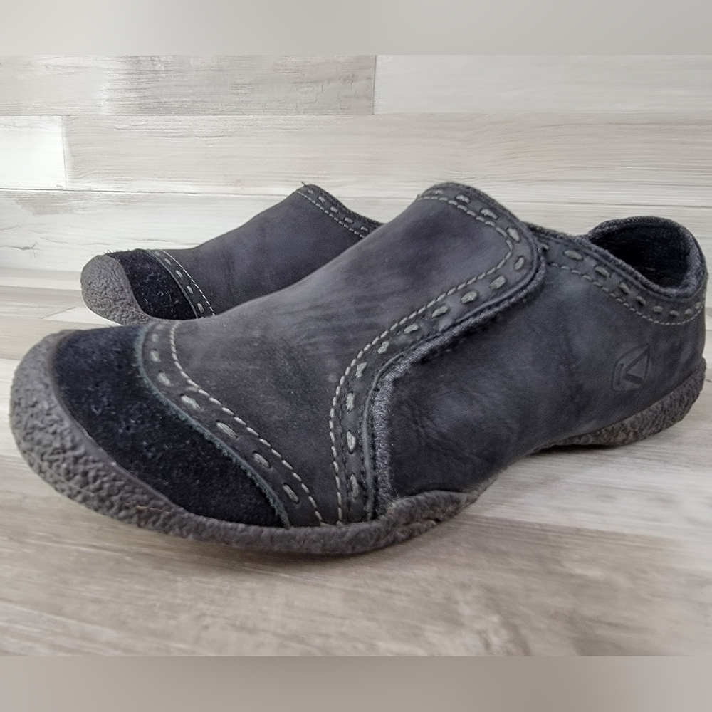 Keen Midori Black Leather Slip On Monk Loafer Shoe Women's Size 8½ - Picture 14 of 15